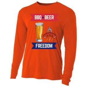 Bbq Beer And Freedom Patriotic 4th Of July Design Gift Cooling Performance Long Sleeve Crew