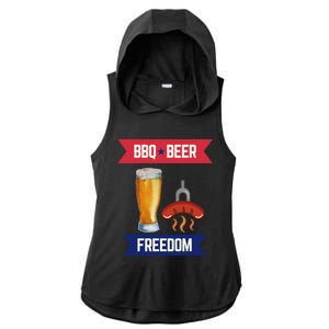 Bbq Beer And Freedom Patriotic 4th Of July Design Gift Ladies PosiCharge Tri-Blend Wicking Draft Hoodie Tank