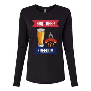 Bbq Beer And Freedom Patriotic 4th Of July Design Gift Womens Cotton Relaxed Long Sleeve T-Shirt