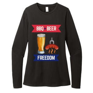 Bbq Beer And Freedom Patriotic 4th Of July Design Gift Womens CVC Long Sleeve Shirt