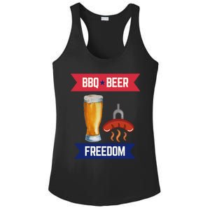 Bbq Beer And Freedom Patriotic 4th Of July Design Gift Ladies PosiCharge Competitor Racerback Tank