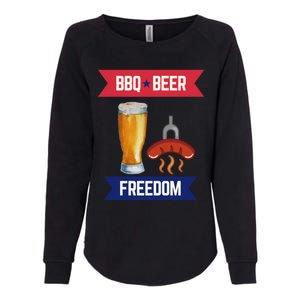 Bbq Beer And Freedom Patriotic 4th Of July Design Gift Womens California Wash Sweatshirt