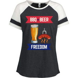 Bbq Beer And Freedom Patriotic 4th Of July Design Gift Enza Ladies Jersey Colorblock Tee