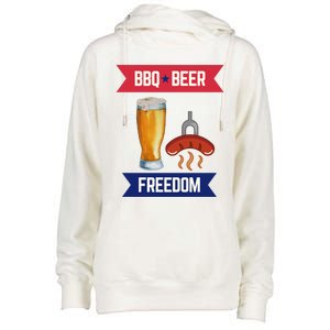 Bbq Beer And Freedom Patriotic 4th Of July Design Gift Womens Funnel Neck Pullover Hood