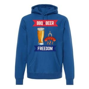 Bbq Beer And Freedom Patriotic 4th Of July Design Gift Premium Hoodie