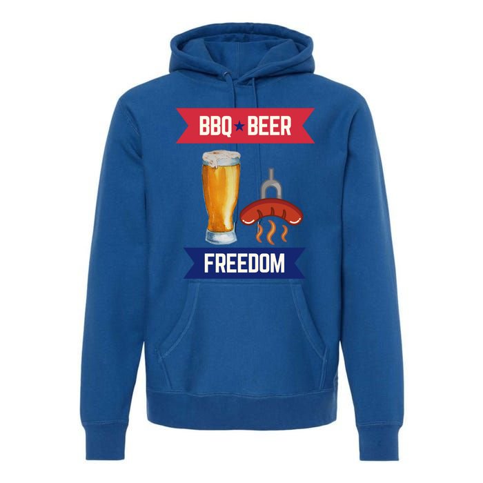 Bbq Beer And Freedom Patriotic 4th Of July Design Gift Premium Hoodie