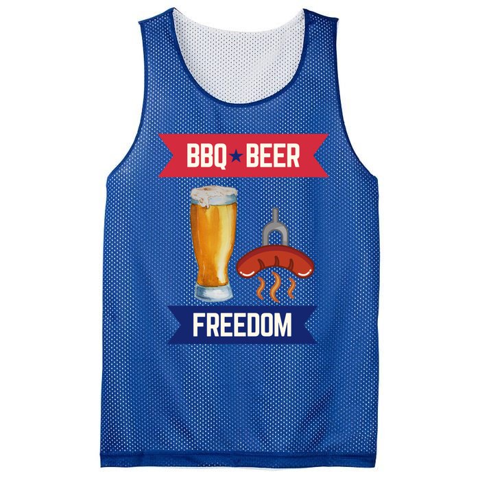 Bbq Beer And Freedom Patriotic 4th Of July Design Gift Mesh Reversible Basketball Jersey Tank