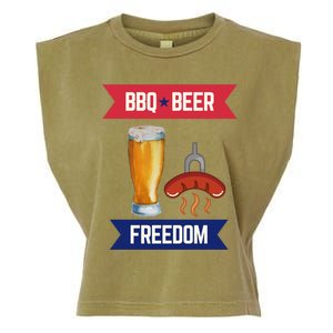 Bbq Beer And Freedom Patriotic 4th Of July Design Gift Garment-Dyed Women's Muscle Tee