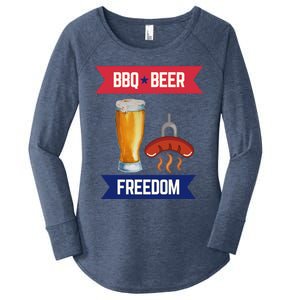 Bbq Beer And Freedom Patriotic 4th Of July Design Gift Women's Perfect Tri Tunic Long Sleeve Shirt