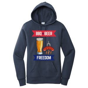 Bbq Beer And Freedom Patriotic 4th Of July Design Gift Women's Pullover Hoodie