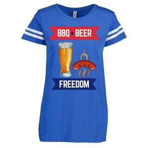 Bbq Beer And Freedom Patriotic 4th Of July Design Gift Enza Ladies Jersey Football T-Shirt