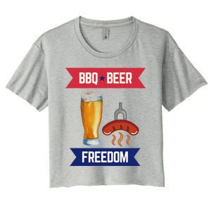 Bbq Beer And Freedom Patriotic 4th Of July Design Gift Women's Crop Top Tee