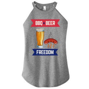 Bbq Beer And Freedom Patriotic 4th Of July Design Gift Women's Perfect Tri Rocker Tank