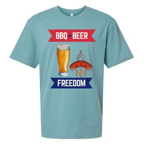 Bbq Beer And Freedom Patriotic 4th Of July Design Gift Sueded Cloud Jersey T-Shirt