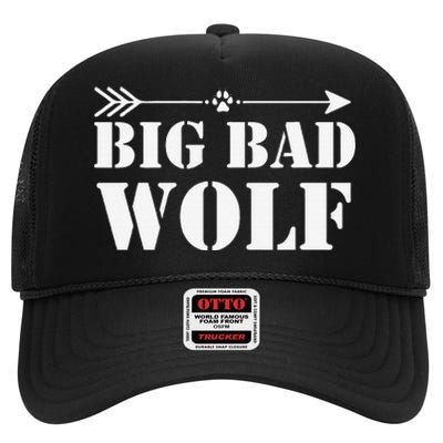 Big Bad and Wolf Funny Wolves Werewolf Cool Dog Gift High Crown Mesh Back Trucker Hat