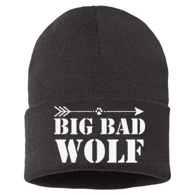 Big Bad and Wolf Funny Wolves Werewolf Cool Dog Gift Sustainable Knit Beanie