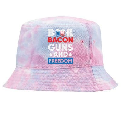 Beer Bacon Guns And Freedom 4th of July Tie-Dyed Bucket Hat