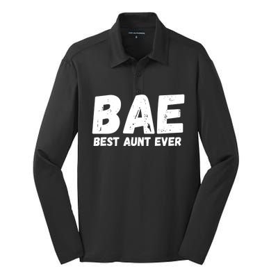 Bae Best Auntie Ever Family Aunt Love Gift Silk Touch Performance Long Sleeve Polo