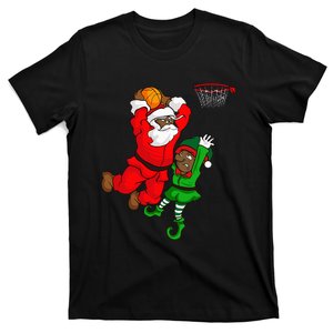 Basketball Black African American Santa Claus Dunk Elf T-Shirt