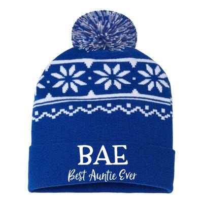 Bae Best Auntie Ever Mothers Day Christmas Aunt Gift USA-Made Snowflake Beanie