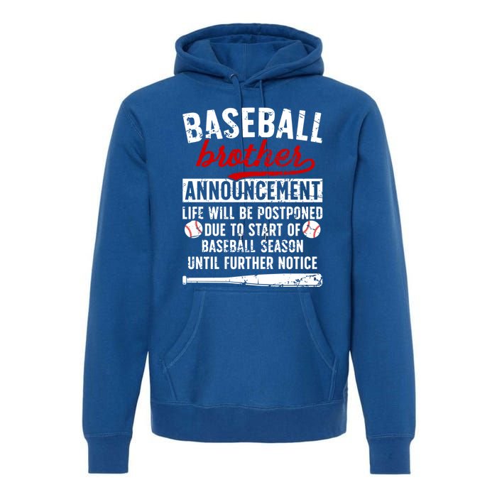 Baseball Brother Announcet Brother Of A Baseball Player Cool Gift Premium Hoodie