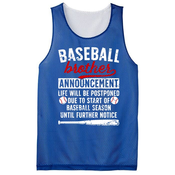 Baseball Brother Announcet Brother Of A Baseball Player Cool Gift Mesh Reversible Basketball Jersey Tank