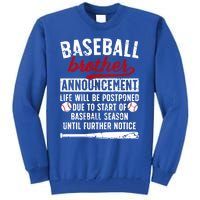 Baseball Brother Announcet Brother Of A Baseball Player Cool Gift Tall Sweatshirt