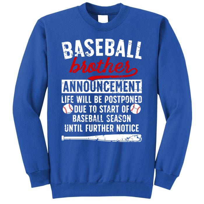 Baseball Brother Announcet Brother Of A Baseball Player Cool Gift Tall Sweatshirt