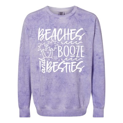 Beaches Booze And Best Friend Vacation Cruise Graphic Great Gift Colorblast Crewneck Sweatshirt