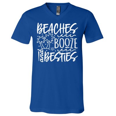 Beaches Booze And Best Friend Vacation Cruise Graphic Great Gift V-Neck T-Shirt