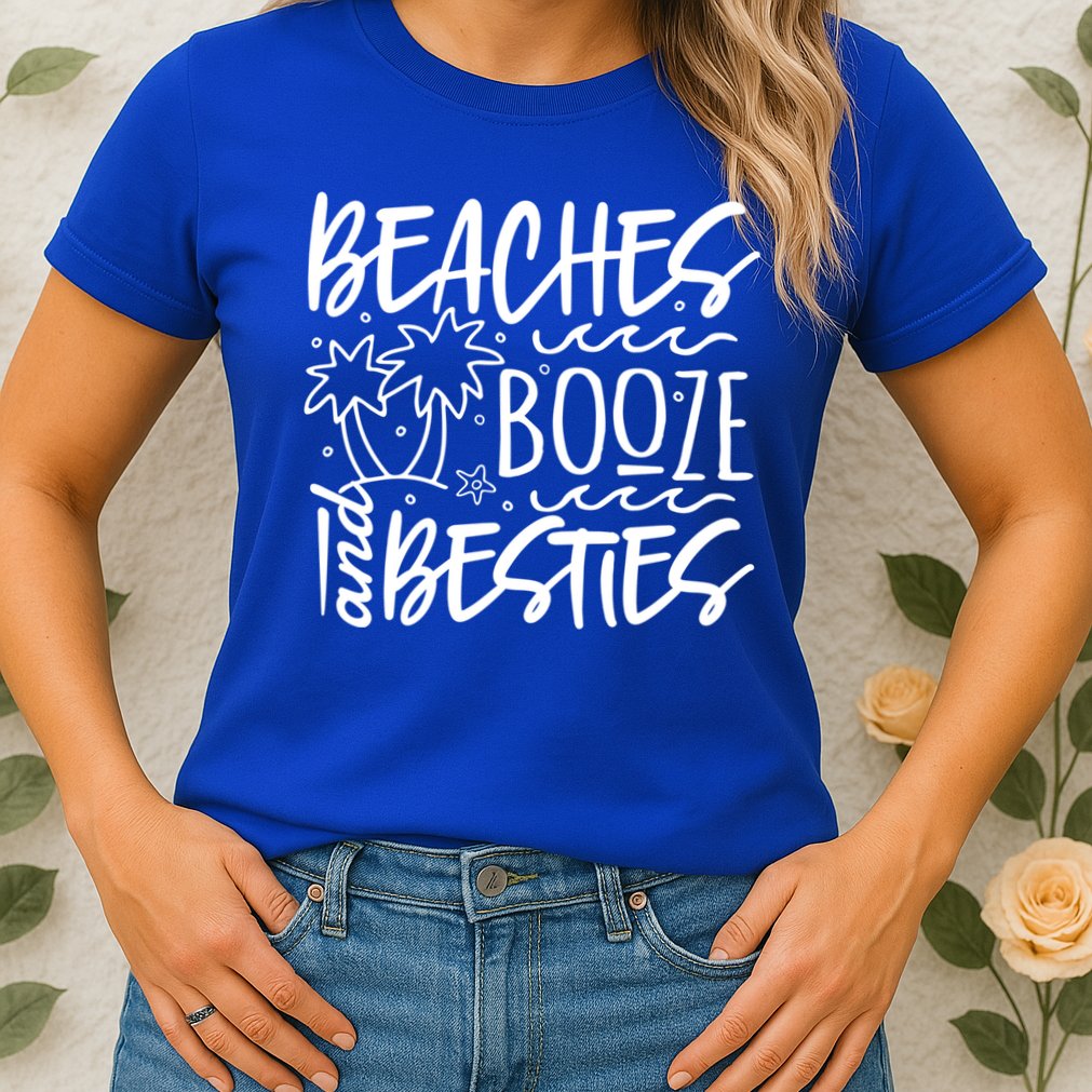 Beaches Booze And Best Friend Vacation Cruise Graphic Great Gift Womens T-Shirt