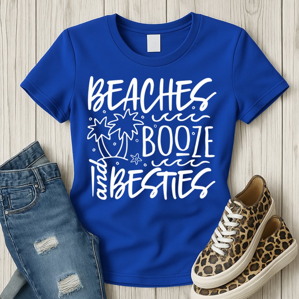 Beaches Booze And Best Friend Vacation Cruise Graphic Great Gift Womens T-Shirt