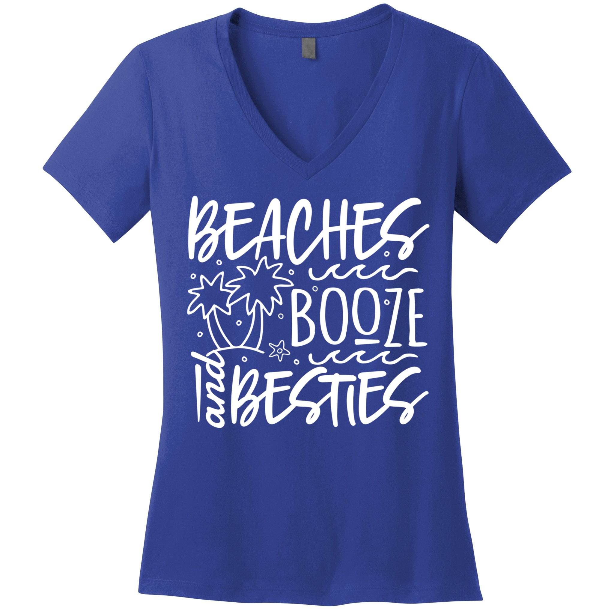 Beaches Booze And Best Friend Vacation Cruise Graphic Great Gift Women's V-Neck T-Shirt