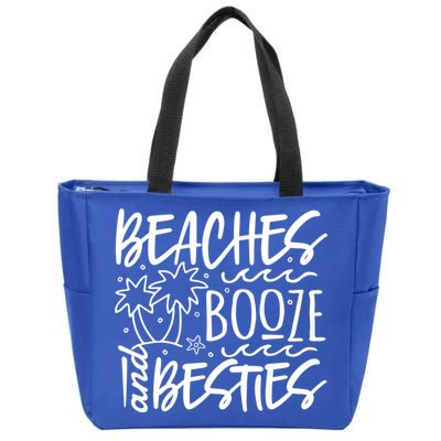 Beaches Booze And Best Friend Vacation Cruise Graphic Great Gift Zip Tote Bag