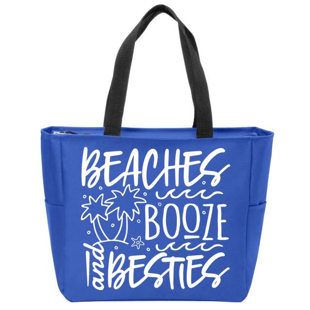 Beaches Booze And Best Friend Vacation Cruise Graphic Great Gift Zip Tote Bag