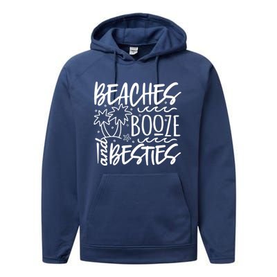 Beaches Booze And Best Friend Vacation Cruise Graphic Great Gift Performance Fleece Hoodie