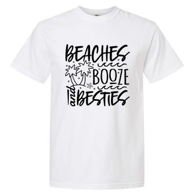 Beaches Booze And Best Friend Vacation Cruise Graphic Great Gift Garment-Dyed Heavyweight T-Shirt