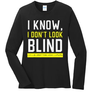 Braille Blind Awareness Visually Impaired Disability Ladies Long Sleeve Shirt