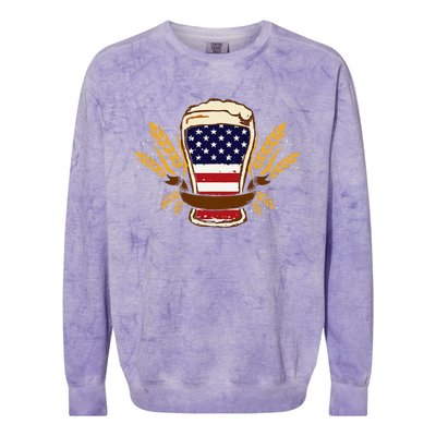 Beer & BBQ American Flag 4th of July  Merica USA Colorblast Crewneck Sweatshirt