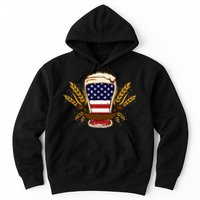 Beer & BBQ American Flag 4th of July  Merica USA Hoodie