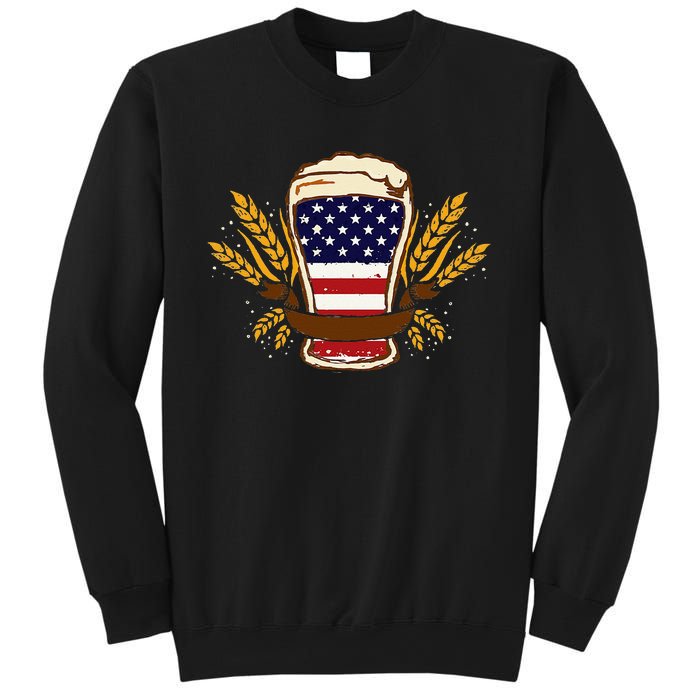 Beer & BBQ American Flag 4th of July  Merica USA Sweatshirt