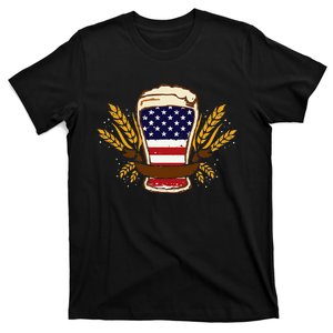 Beer & BBQ American Flag 4th of July  Merica USA T-Shirt