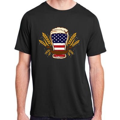 Beer & BBQ American Flag 4th of July  Merica USA Adult ChromaSoft Performance T-Shirt