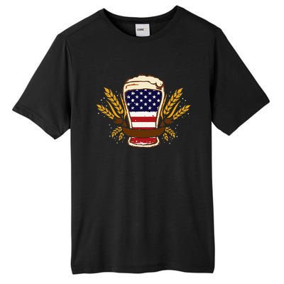 Beer & BBQ American Flag 4th of July  Merica USA Tall Fusion ChromaSoft Performance T-Shirt