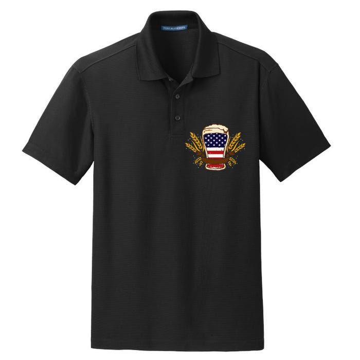 Beer & BBQ American Flag 4th of July  Merica USA Dry Zone Grid Polo