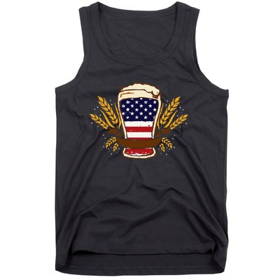 Beer & BBQ American Flag 4th of July  Merica USA Tank Top