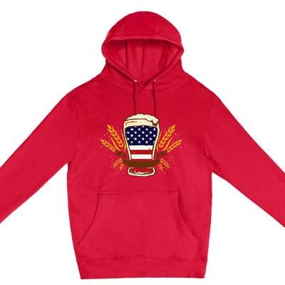 Beer & BBQ American Flag 4th of July  Merica USA Premium Pullover Hoodie