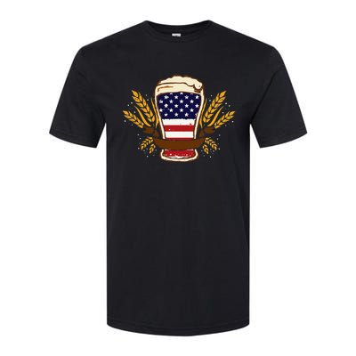 Beer & BBQ American Flag 4th of July  Merica USA Softstyle CVC T-Shirt