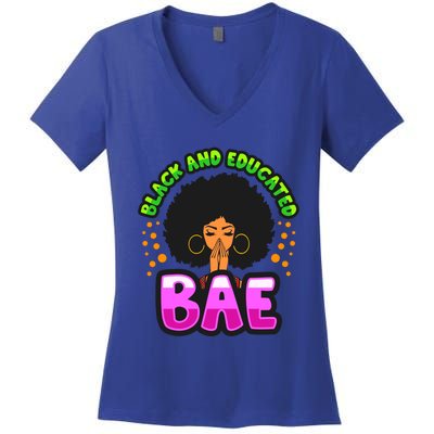 Bae Black And Educated Melanin Queen Black Magic Cute Gift Women's V-Neck T-Shirt