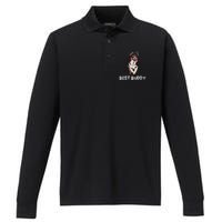 Best Buddy Australian Shepherd Dog Design Aussie Performance Long Sleeve Polo